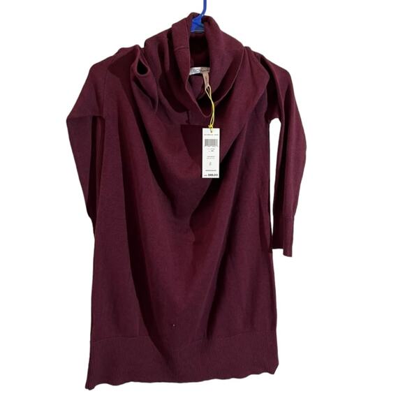 BcbGeneration Knit Tunic Sweater Women's Sz XS Cold-Shoulder Pullover Brulee NEW - Picture 1 of 9